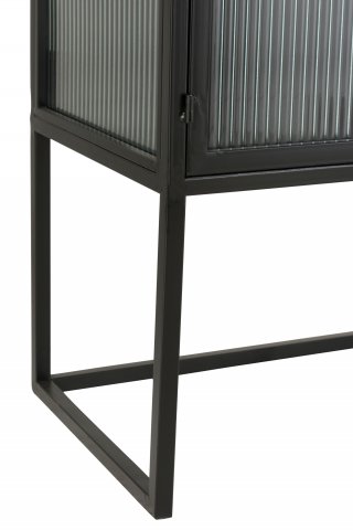 Armoire 4 portes en verre DOZA en métal noir et verre.